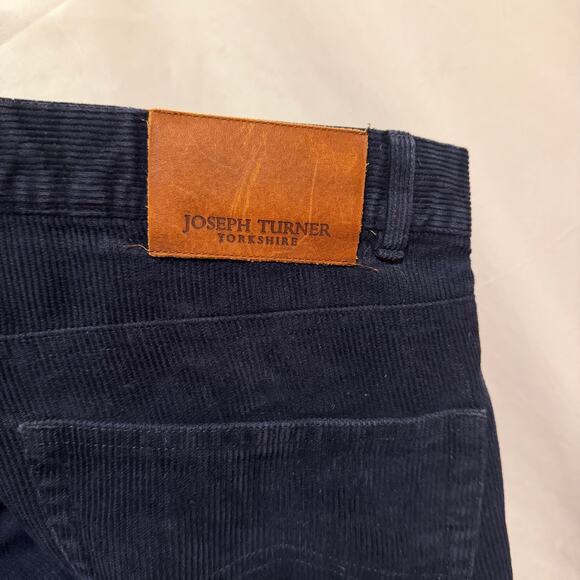 Joseph Turner Yorkshire Mens Navy Corduroy Straight Leg Pants 34R 36x31 Academia - Picture 7 of 7